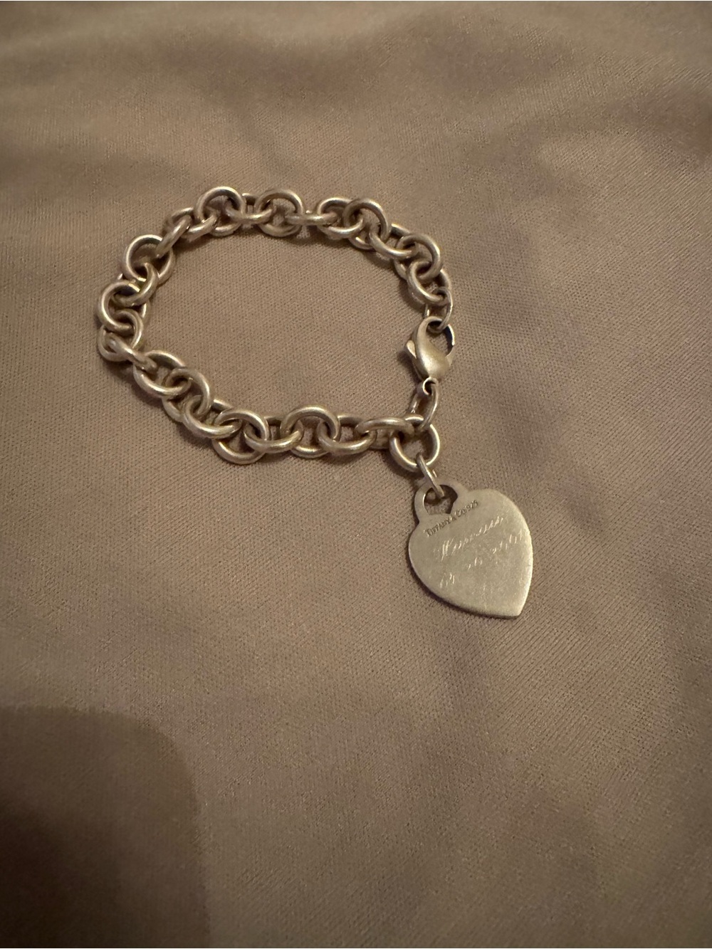 Tiffany Heart Charm Link Bracelet - Silver Tone